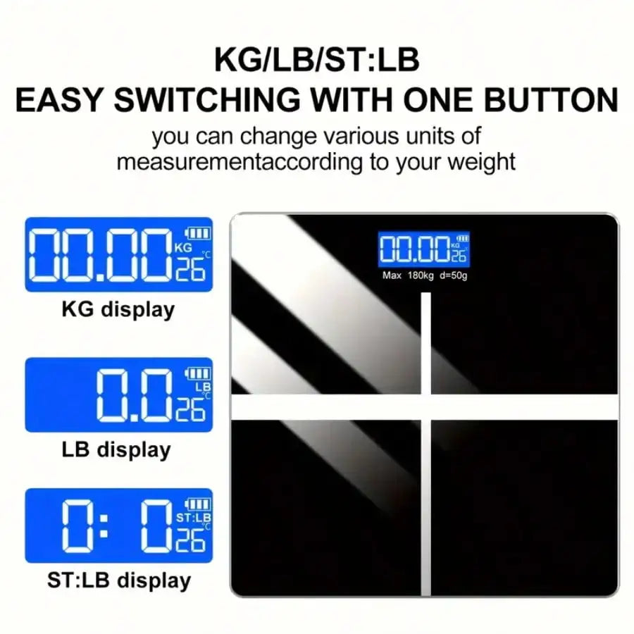 High-Precision Digital Bathroom Scale - 396.8 Lbs/180kg Capacity, Electronic Body Weight Scale With Extra-Wide Platform, Large LCD Display, Battery Powered (Batteries Not Included), Ideal For Home Use, Gym & Bathrooms, Perfec
