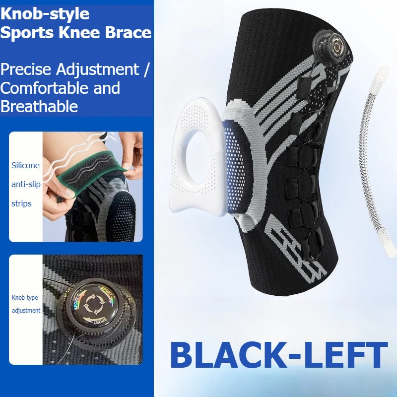 Sports Knee Support Strap with Spring Support Silicone Shock Absorption Suitable for Running Basketball Hiking Outdoor Sports