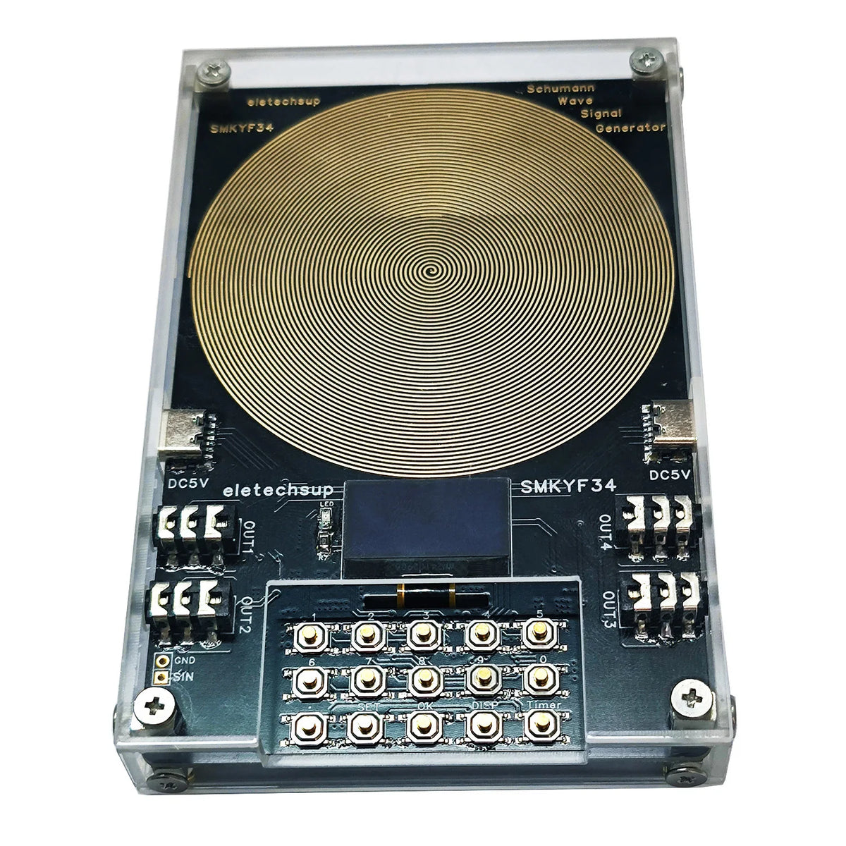 4CH Schumann Wave Signal Generator 0.01Hz-500KHz 7.83Hz Ultra Low Frequency Resonance Module OLED Display for Sleep Meditation