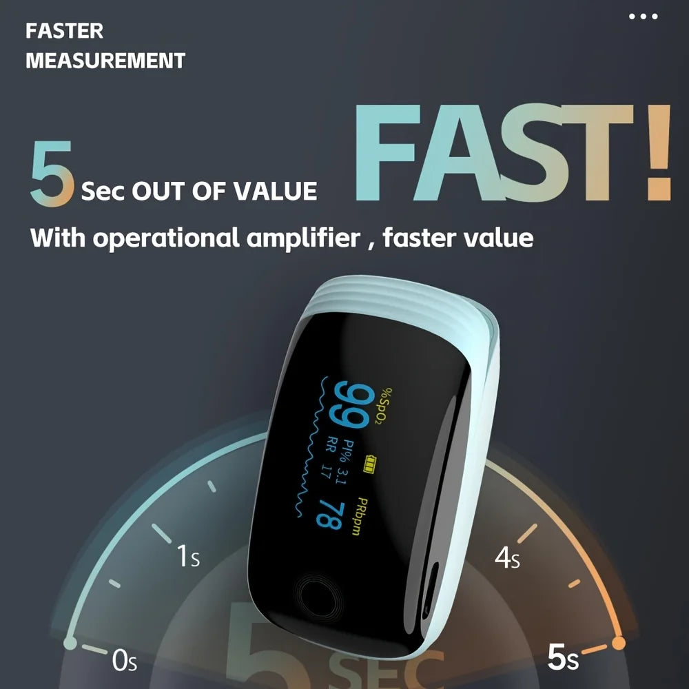 Rechargeable Fingertip Oximeter Pulse Blood Oxygen Saturation SpO2 Oximeter Tigital Heart Rate Health Monitor with Bigger LCD Screen