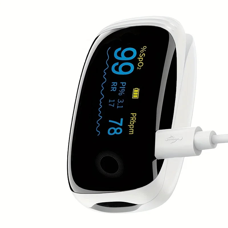 Rechargeable Fingertip Oximeter Pulse Blood Oxygen Saturation SpO2 Oximeter Tigital Heart Rate Health Monitor with Bigger LCD Screen
