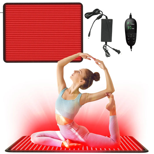 Full Body Red Light Therapy Mat 660nm 850nm Near Infrared LED Light Therapy Pad 1080 LEDs 100x60cm 5 Power Levels 30-130W 3 Modes 10Hz 40Hz Pulse 10-90Min Timer Controller Photon Beauty Device for Skin Care Home Wellness Men