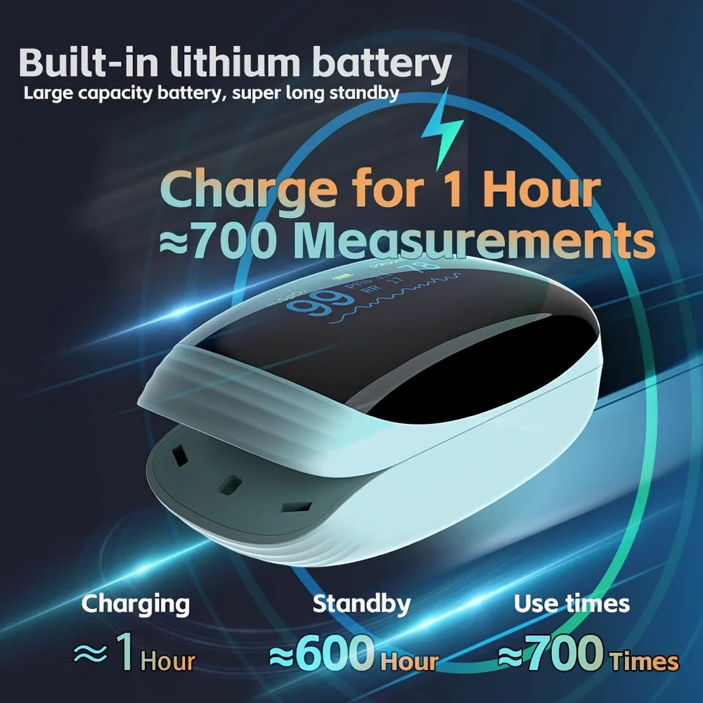 Rechargeable Fingertip Oximeter Pulse Blood Oxygen Saturation SpO2 Oximeter Tigital Heart Rate Health Monitor with Bigger LCD Screen