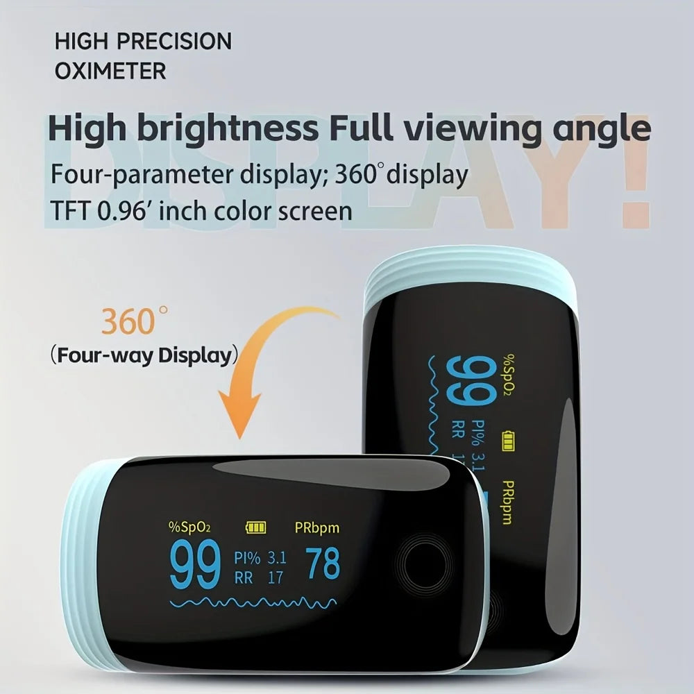Rechargeable Fingertip Oximeter Pulse Blood Oxygen Saturation SpO2 Oximeter Tigital Heart Rate Health Monitor with Bigger LCD Screen