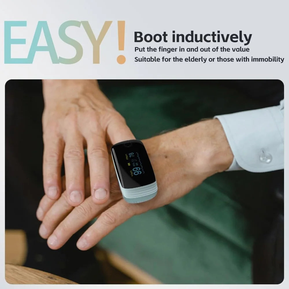 Rechargeable Fingertip Oximeter Pulse Blood Oxygen Saturation SpO2 Oximeter Tigital Heart Rate Health Monitor with Bigger LCD Screen