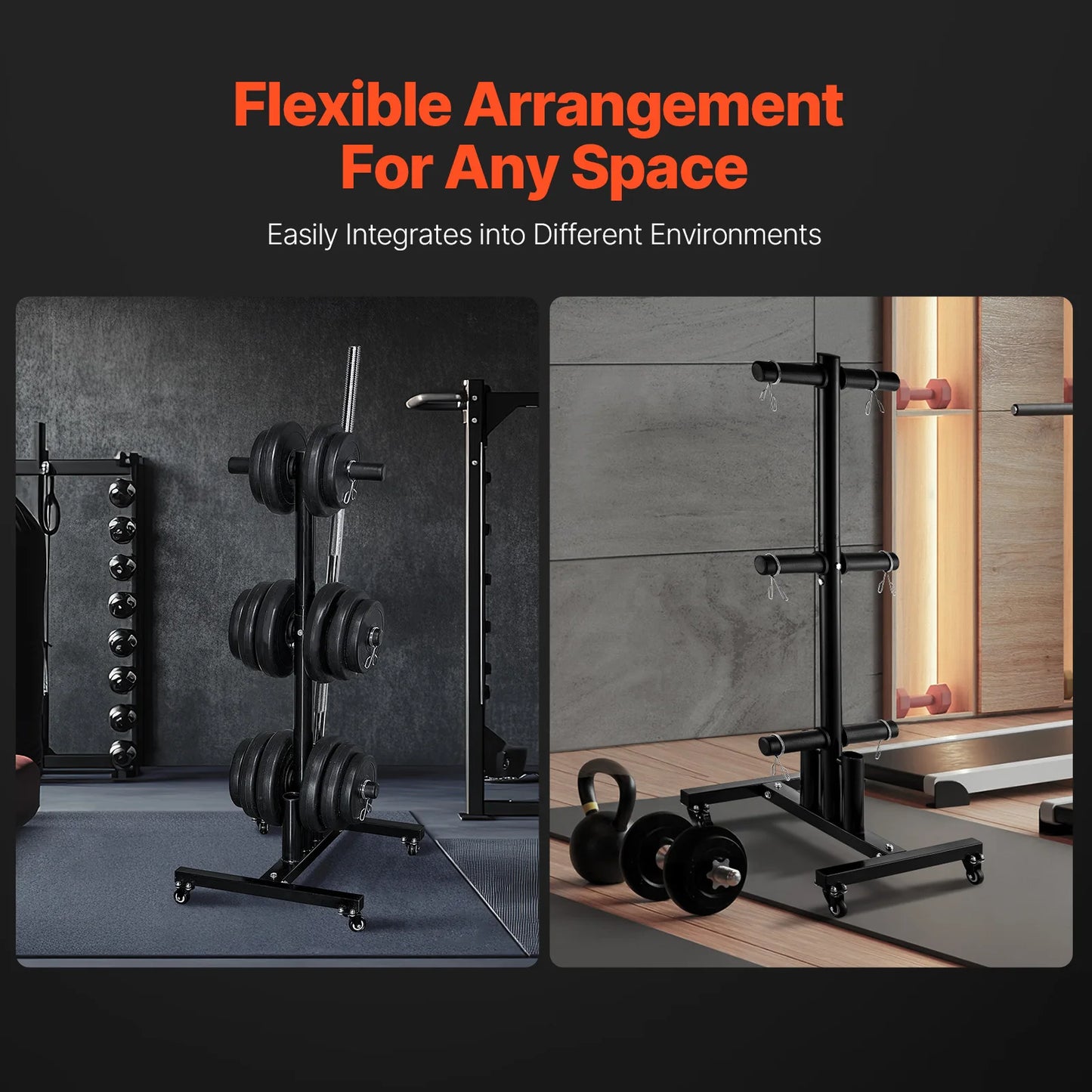 VEVOR Weight Plate Rack Standard Weight Plate Tree with Wheels 1000 lbs Load Capacity Home Gym Barbell Rack Storage Stand