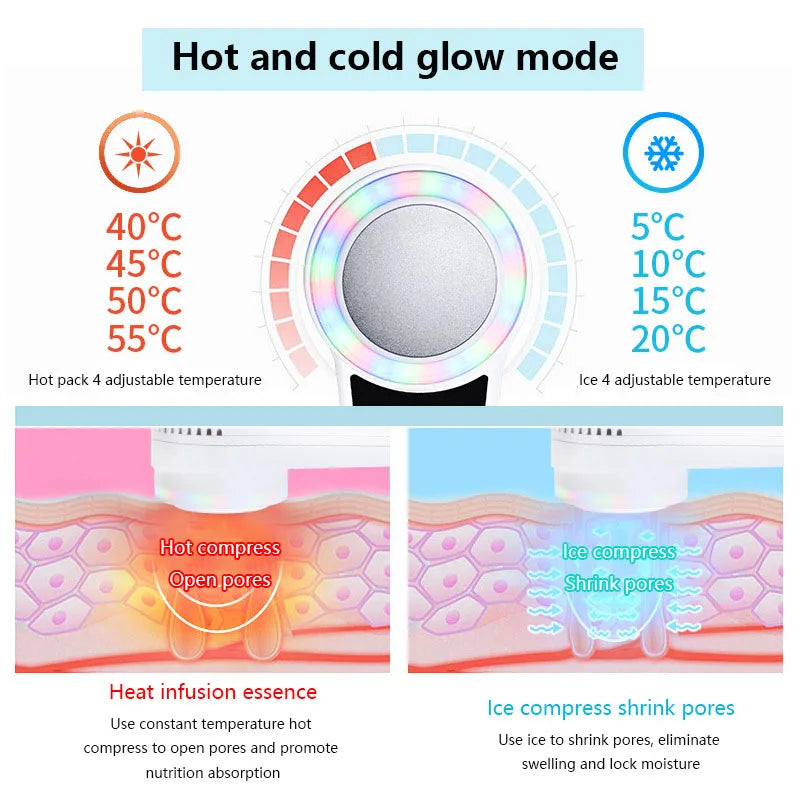 Cryotherapy Face Care Device Hot Cold Hammer Blue Photon Acne Treatment Facial Massager Skin Lifting Rejuvenation Beauty Machine