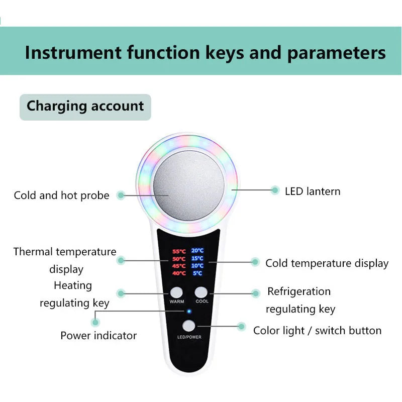 Cryotherapy Face Care Device Hot Cold Hammer Blue Photon Acne Treatment Facial Massager Skin Lifting Rejuvenation Beauty Machine