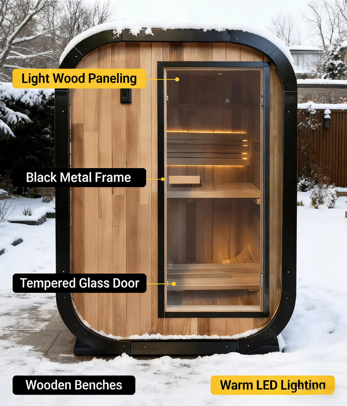 Factory Customized Outdoor Panoramic Sauna Room Round Steam Room Anti Corrosion Anti Cracking Durable Heating Home Spa Sauna