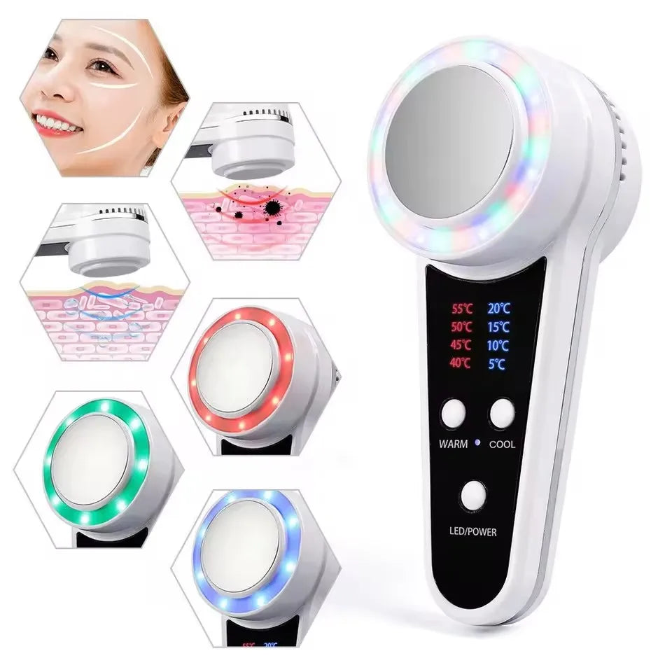 Cryotherapy Face Care Device Hot Cold Hammer Blue Photon Acne Treatment Facial Massager Skin Lifting Rejuvenation Beauty Machine