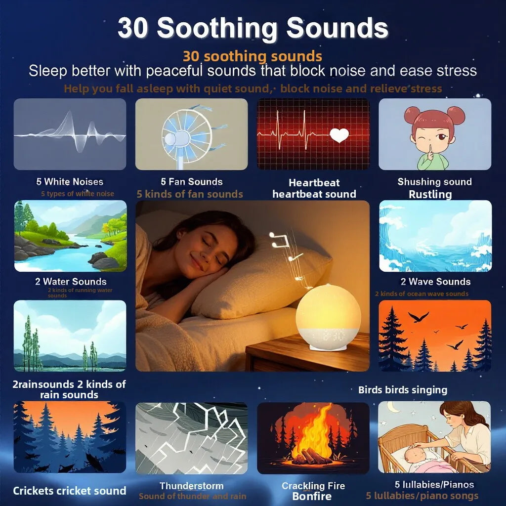 Wake Up Light Alarm Clock Sunrise Simulation Dimmable Night Light White Noise Machine with 30 Soothing Sounds for Heavy Sleeper
