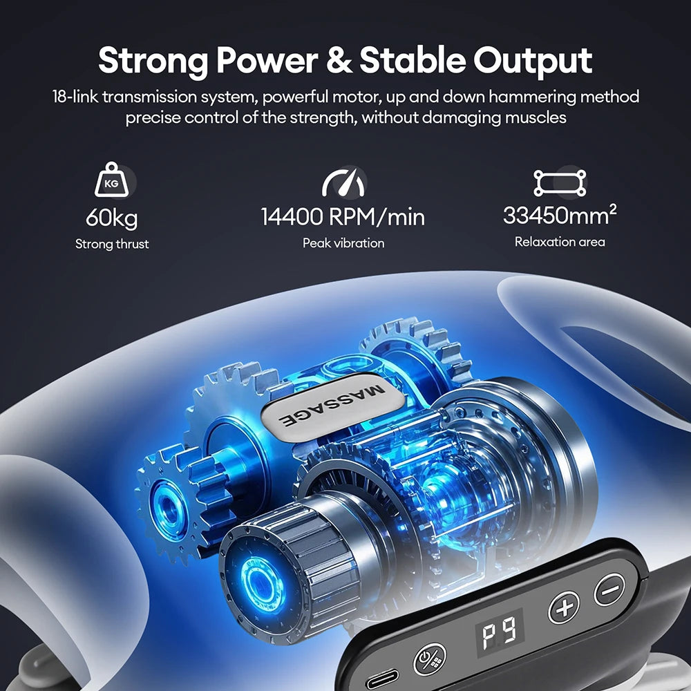 18/24 Heads Fascia Gun Red Light Deep Tissue Muscle Massager Wireless Massage Gun for Back Waist Leg Body Muscle Relaxation Home Gym