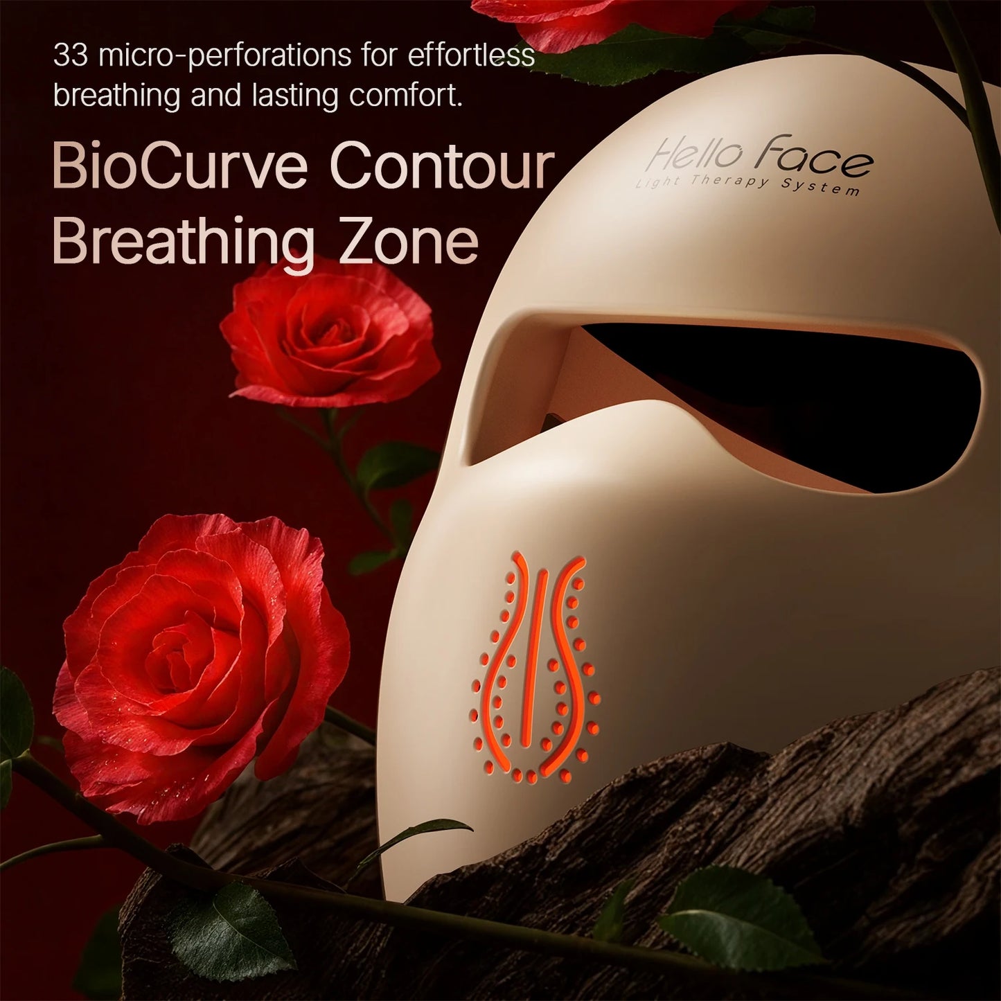 Hello Face M300 Mask - 3000mAh Battery, Skin-Like Silicone, 4D Light Therapy Khaki LED Facial Mask