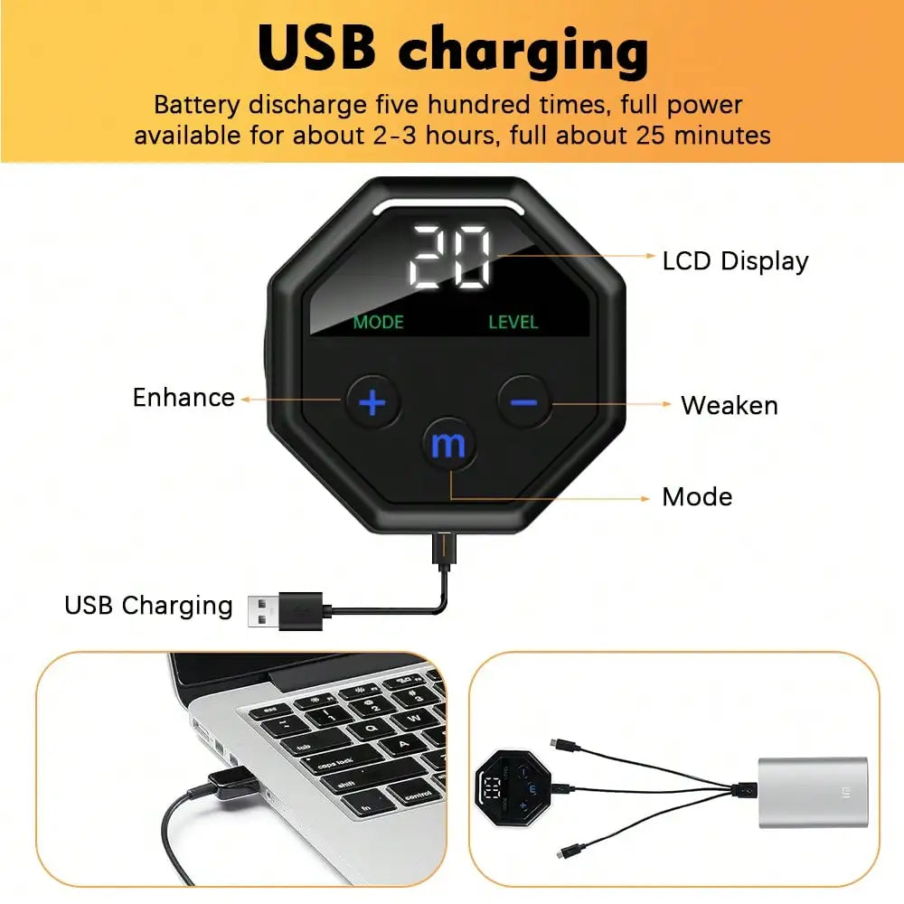 1Pc Abdominal Trainer Belt USB Rechargeable, 10 Modes Digital Display Muscle Stimulator Portable Home Fitness Workout For Men Women