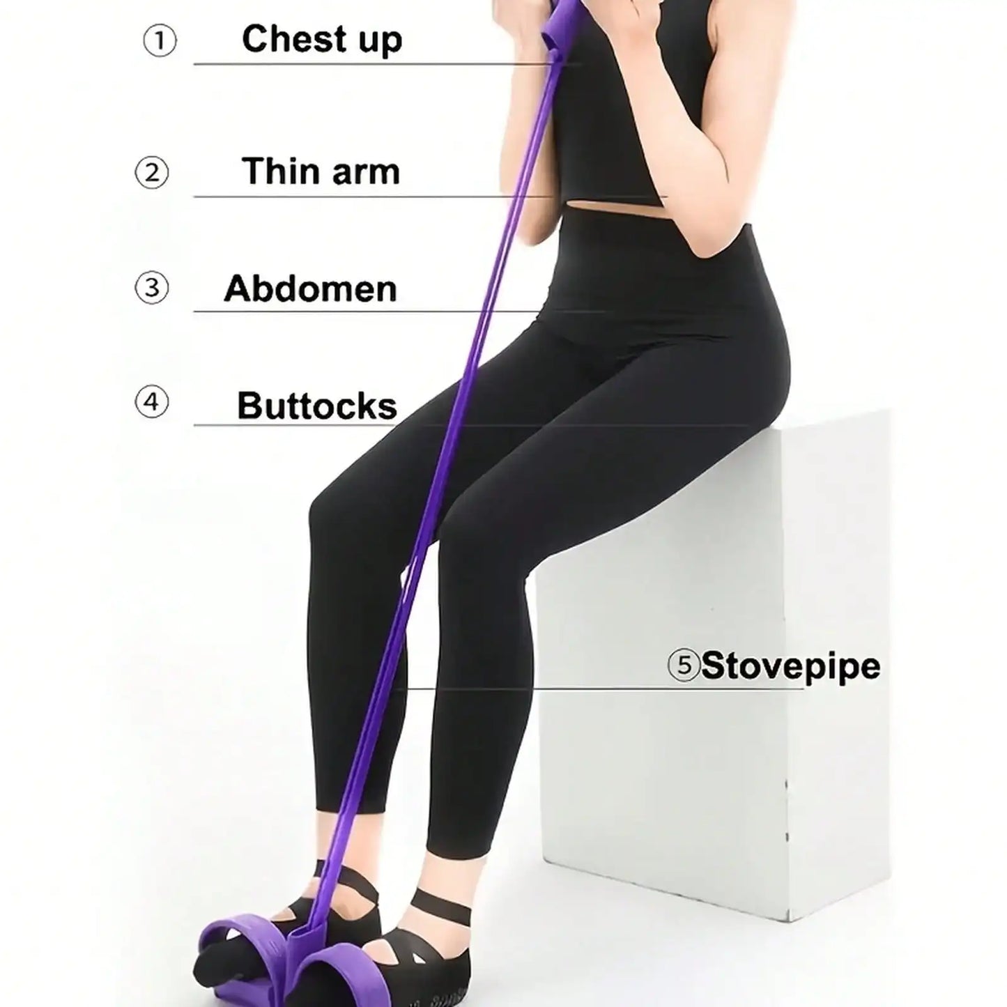 6-Tube Pedal Resistance Band Home Gym, Full-Body, Core And Rowing Workouts, Builds Strength And Flexibility, Compact Portable Fitness Trainer