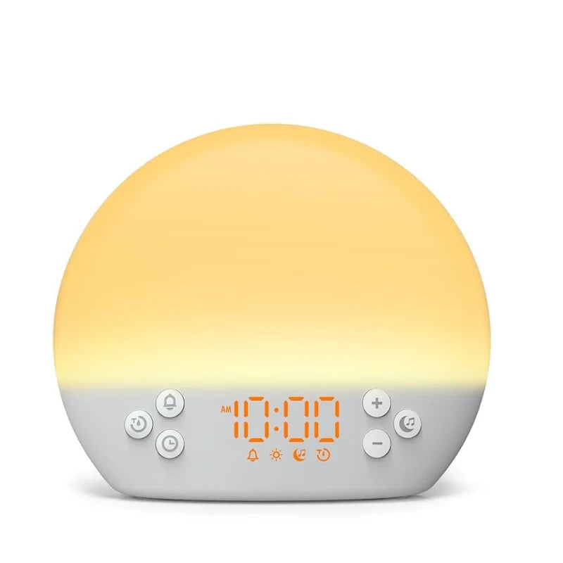 Wake Up Light Alarm Clock Sunrise Simulation Dimmable Night Light White Noise Machine with 30 Soothing Sounds for Heavy Sleeper