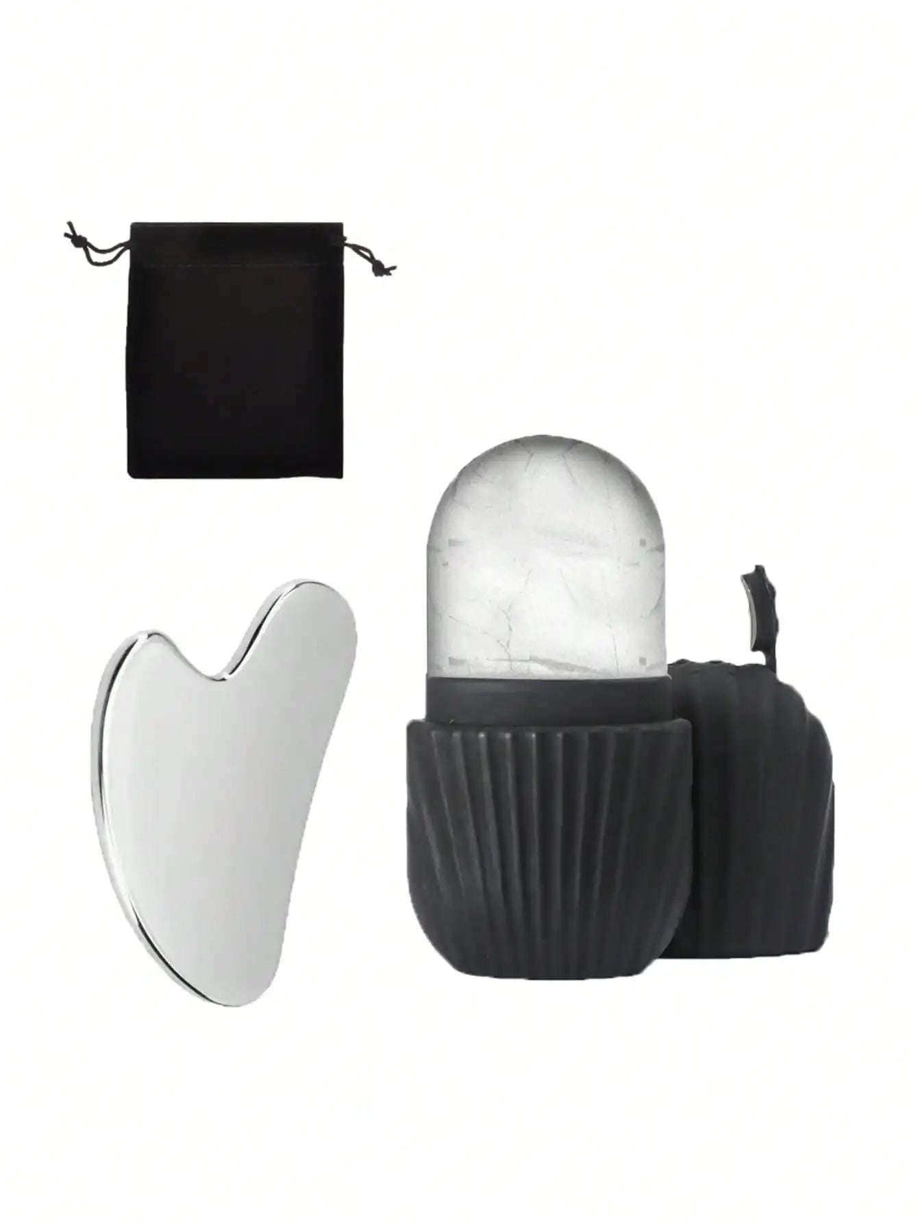 Ice Face Roller Set With 1 Ice Roller, 1 Storage Bag, 1 Gua Sha Board For Glowing Skin, Silicone Ice Face Roller Mold For Face And Eye Puffiness Relief