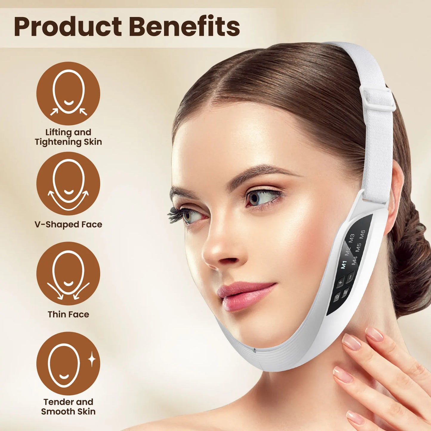 EMS Microcurrent Face Lifting Massager Double Chin Reducer V Line Facial Lift Up Belt Firming Skin Anti Wrinkles Home Use Beauty Devices