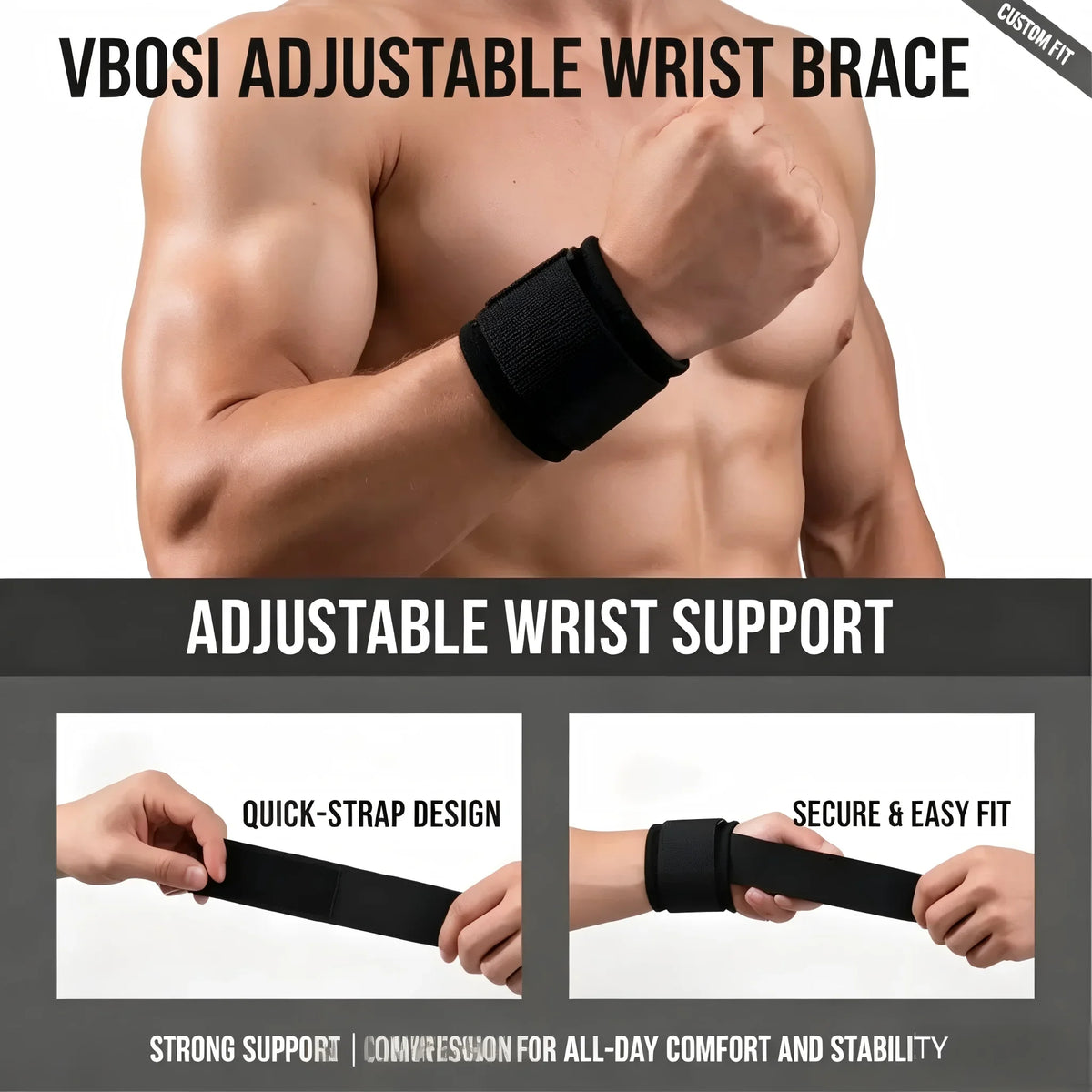 Professional Breathable Wrist Wraps for Lifting, Adjustable Thumb Loop Wrist Support Straps for Workout, Bodybuilding & Fitness