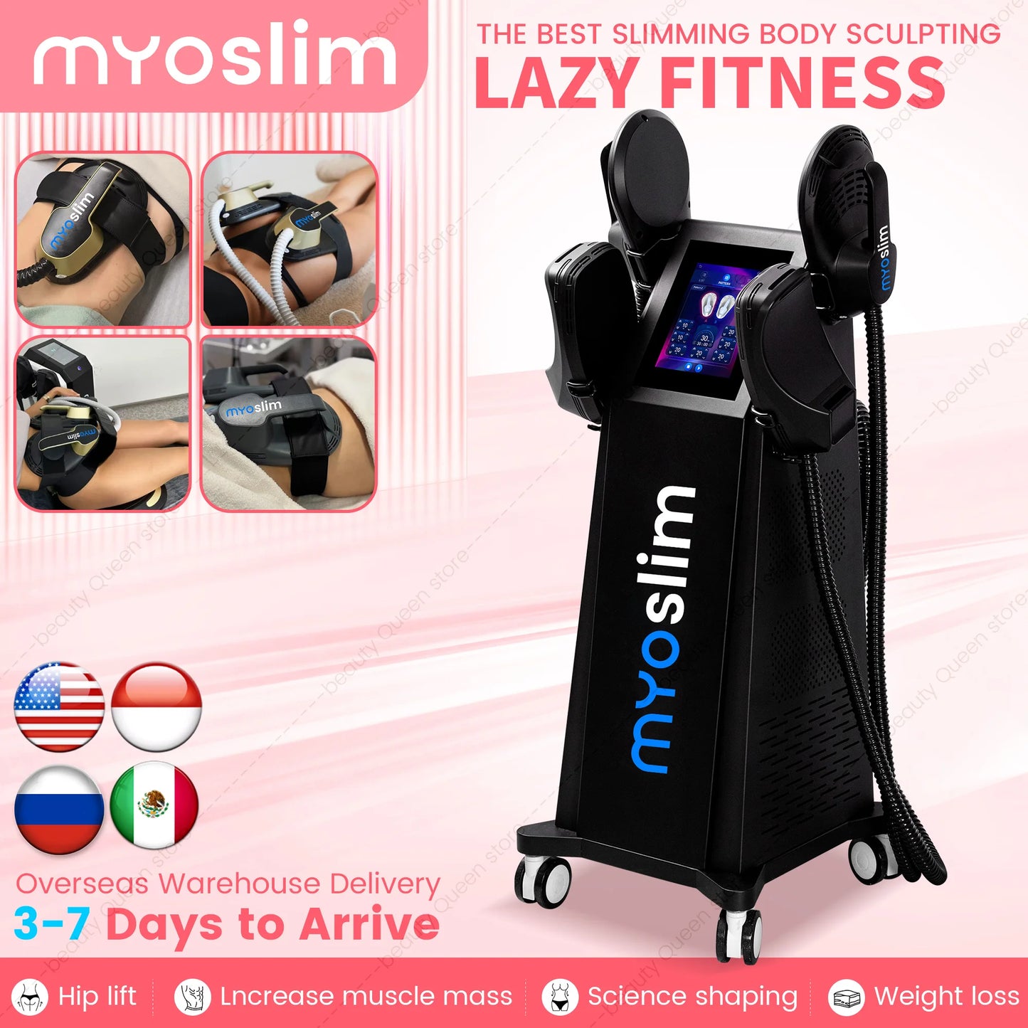 Myoslim HIEMT RF Slimming 6500W RF EMS Body Sculpt Machine Muscle Stimulator Growth Fat Burning Weight Loss Skin Tightening