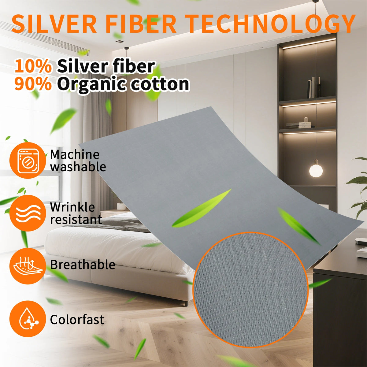 Grounding Sheets with Grounding Cord Made with Premium Cotton & Pure Silver Threads Conductive Fabric Achieve Healthy Sleep