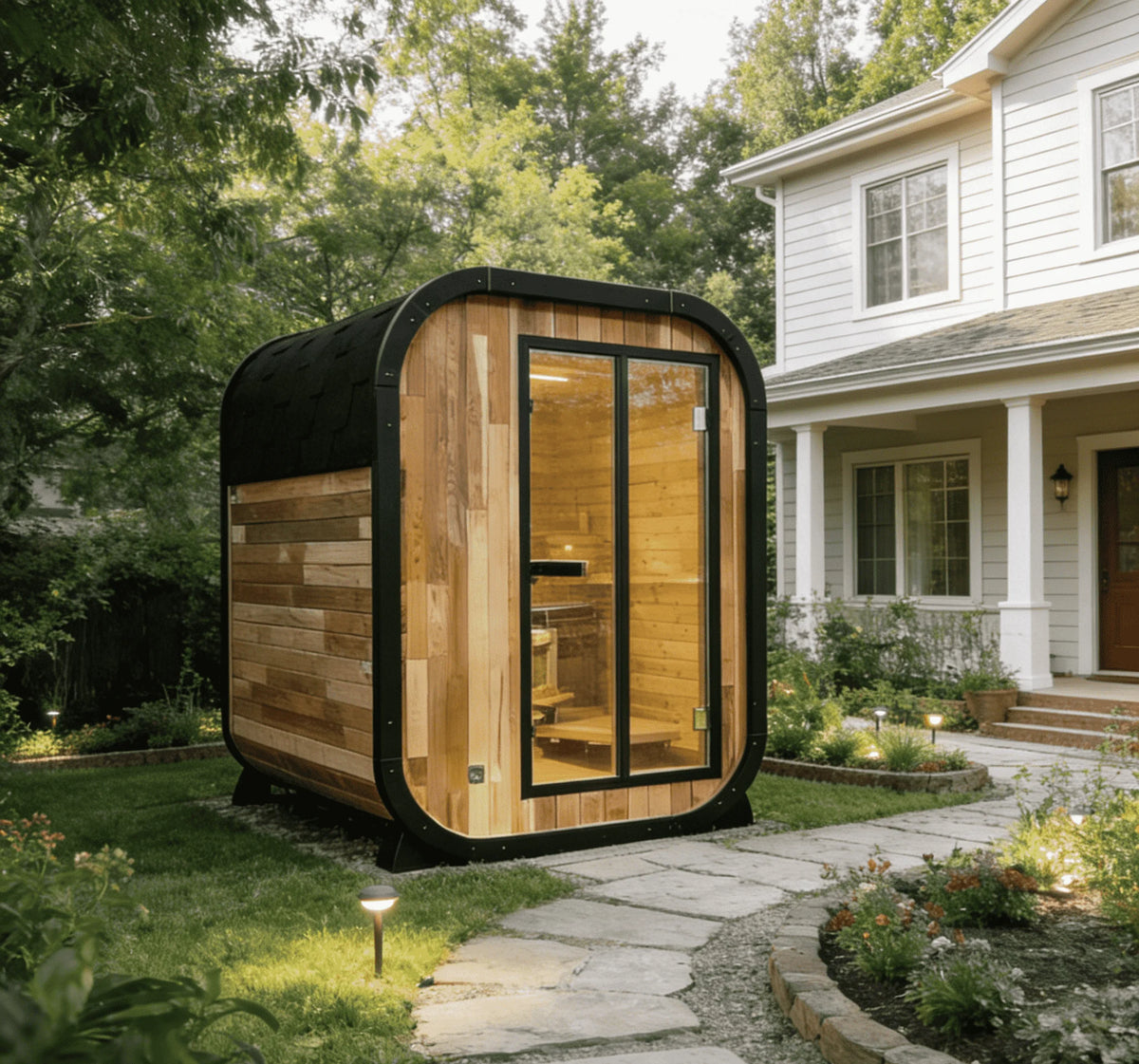 Factory Customized Outdoor Panoramic Sauna Room Round Steam Room Anti Corrosion Anti Cracking Durable Heating Home Spa Sauna