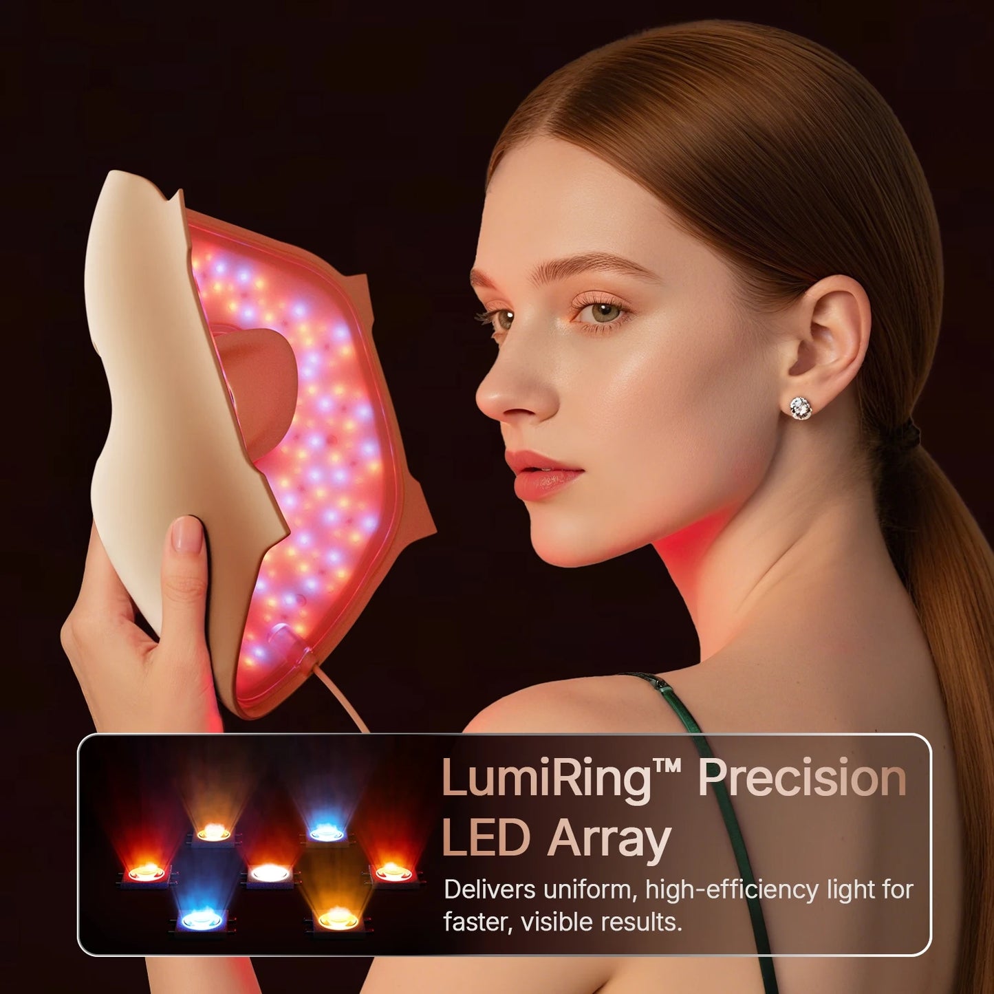 Hello Face M300 Mask - 3000mAh Battery, Skin-Like Silicone, 4D Light Therapy Khaki LED Facial Mask