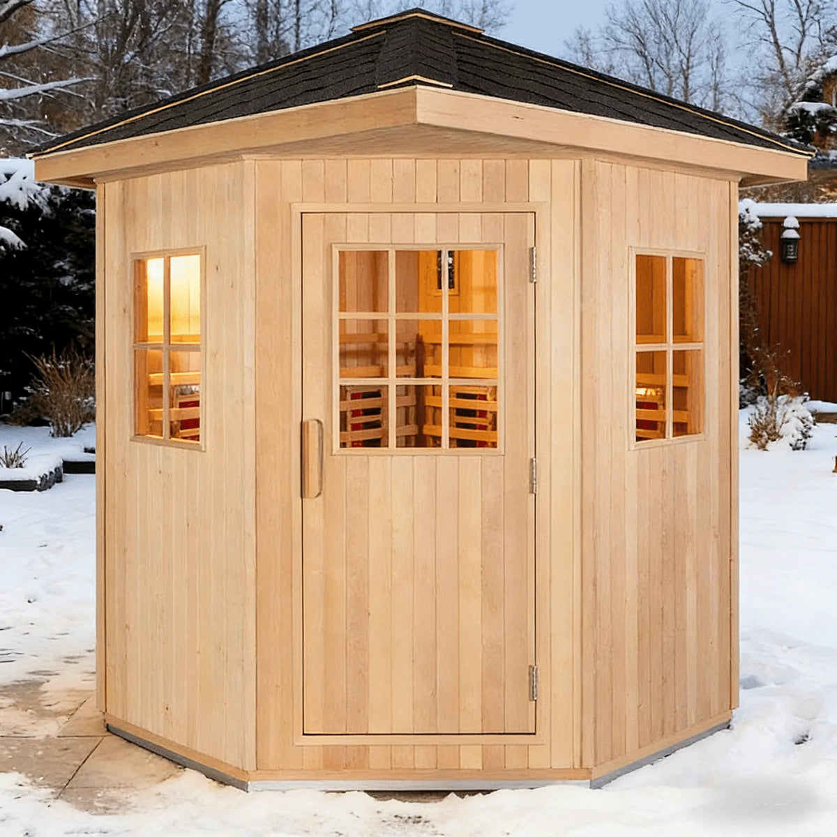 Factory Customized Outdoor Panoramic Sauna Room Round Steam Room Anti Corrosion Anti Cracking Durable Heating Home Spa Sauna