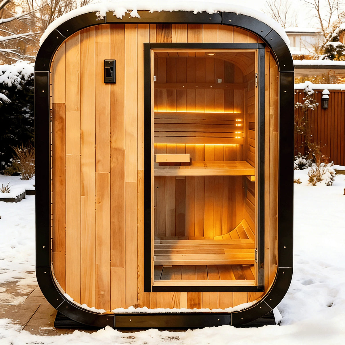 Factory Customized Outdoor Panoramic Sauna Room Round Steam Room Anti Corrosion Anti Cracking Durable Heating Home Spa Sauna