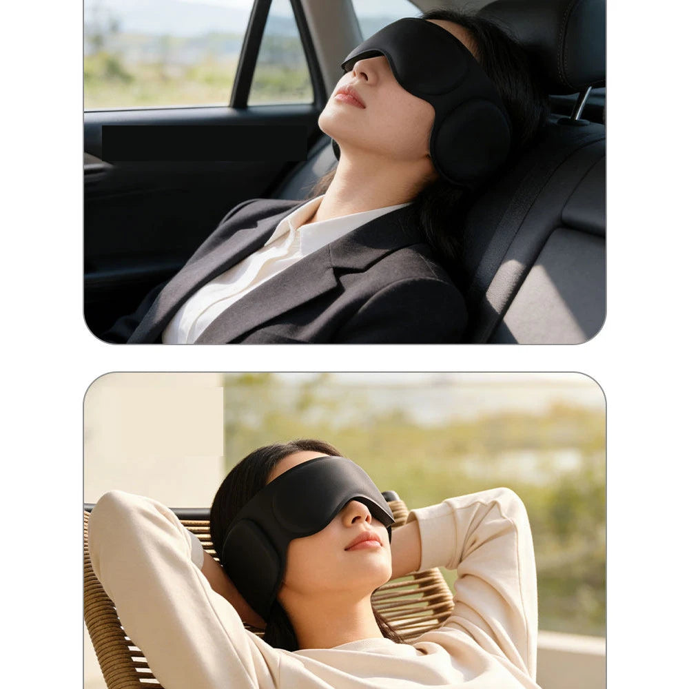 3D Weighted Eye Mask For Sleeping With Ear Cover Noise Reduce Blindfold Gravity Sleep Patchs Eyeshade Sleepmask for Side Sleeper