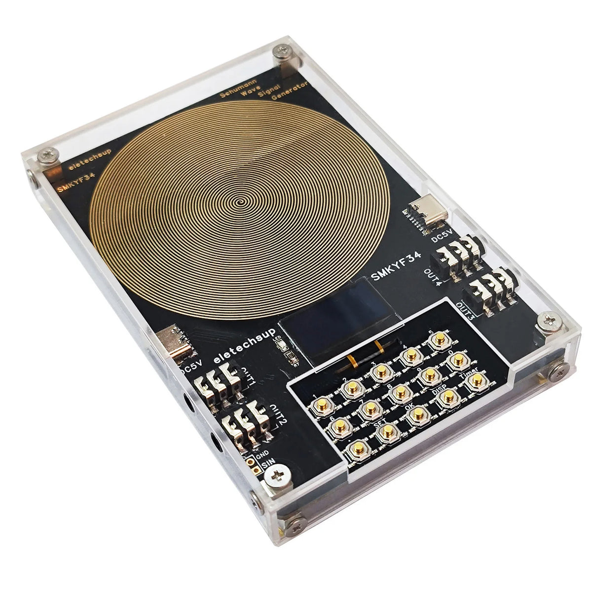 4CH Schumann Wave Signal Generator 0.01Hz-500KHz 7.83Hz Ultra Low Frequency Resonance Module OLED Display for Sleep Meditation