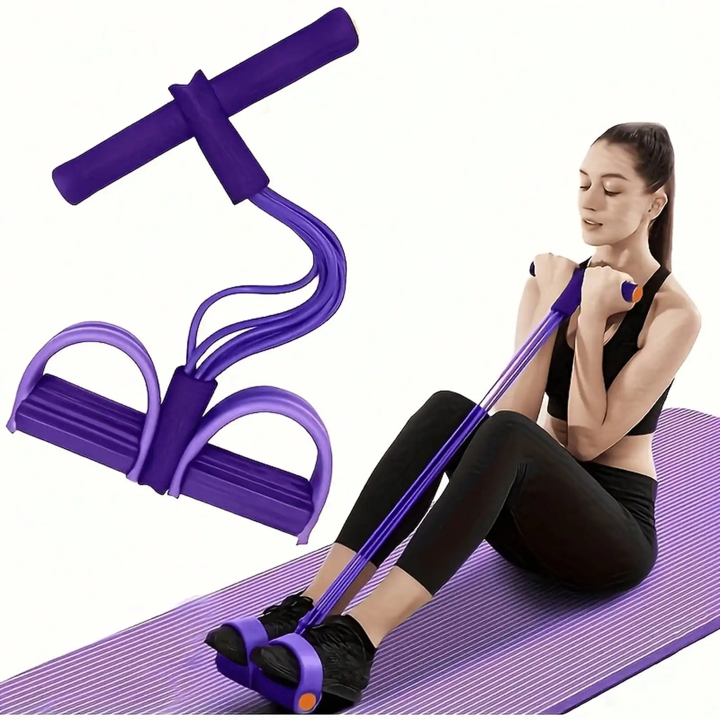 6-Tube Pedal Resistance Band Home Gym, Full-Body, Core And Rowing Workouts, Builds Strength And Flexibility, Compact Portable Fitness Trainer