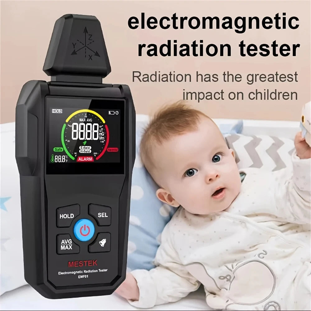 MESTEK EMF01 Electromagnetic Field Radiation Detector Ghost Hunting Digital LCD EMF Meter for Home Office Router Microwave
