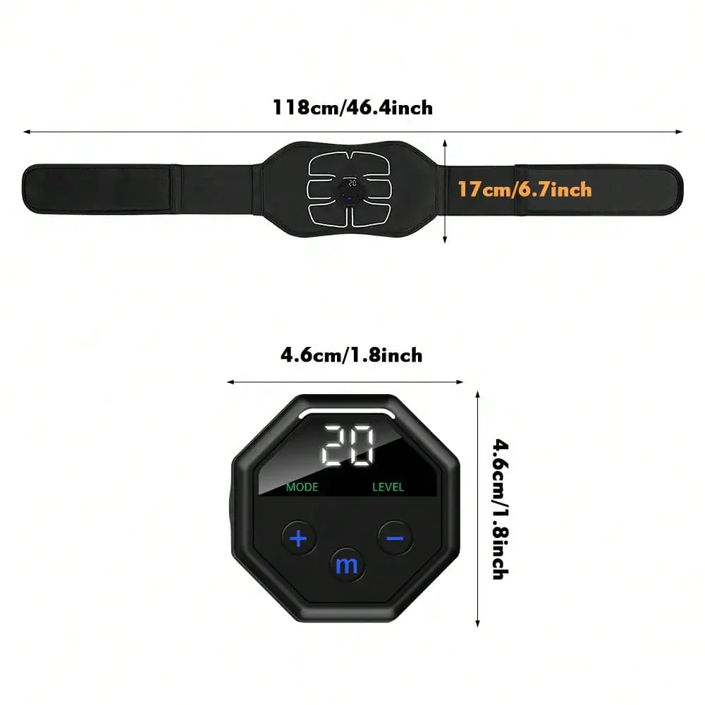 1Pc Abdominal Trainer Belt USB Rechargeable, 10 Modes Digital Display Muscle Stimulator Portable Home Fitness Workout For Men Women