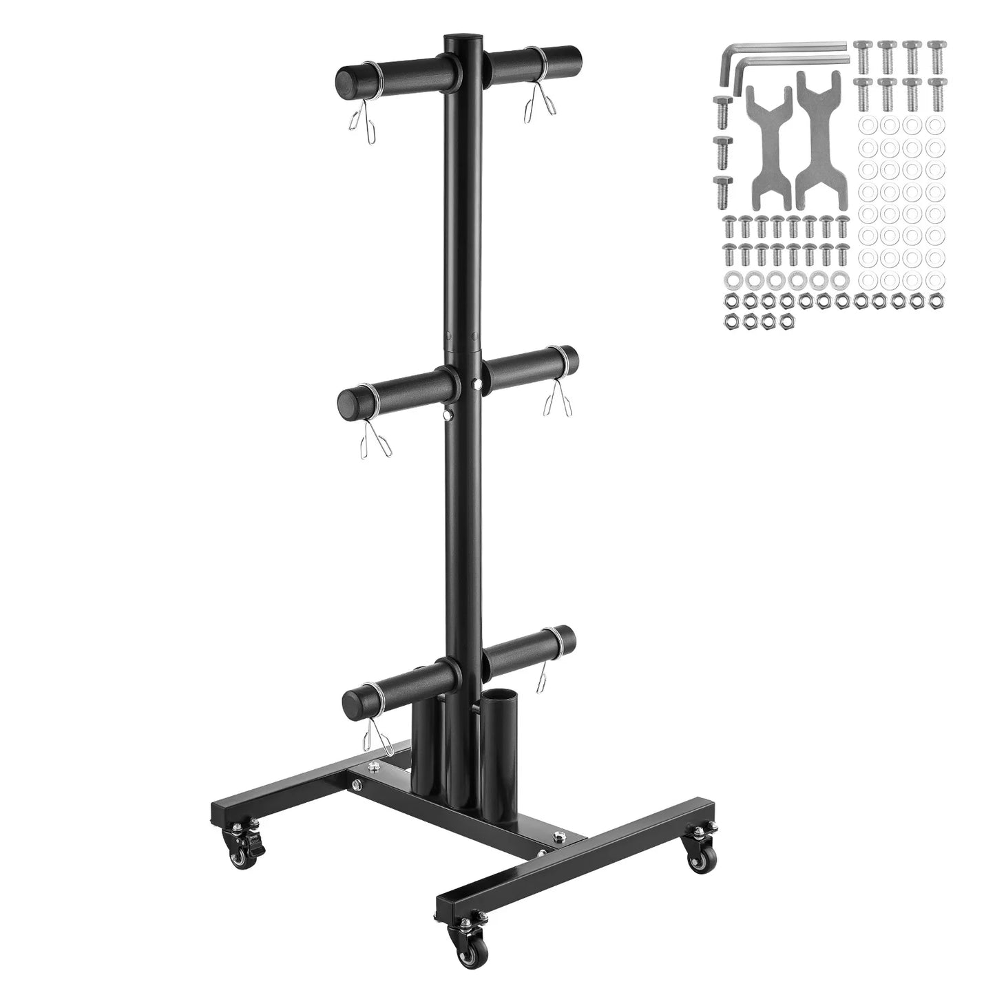 VEVOR Weight Plate Rack Standard Weight Plate Tree with Wheels 1000 lbs Load Capacity Home Gym Barbell Rack Storage Stand