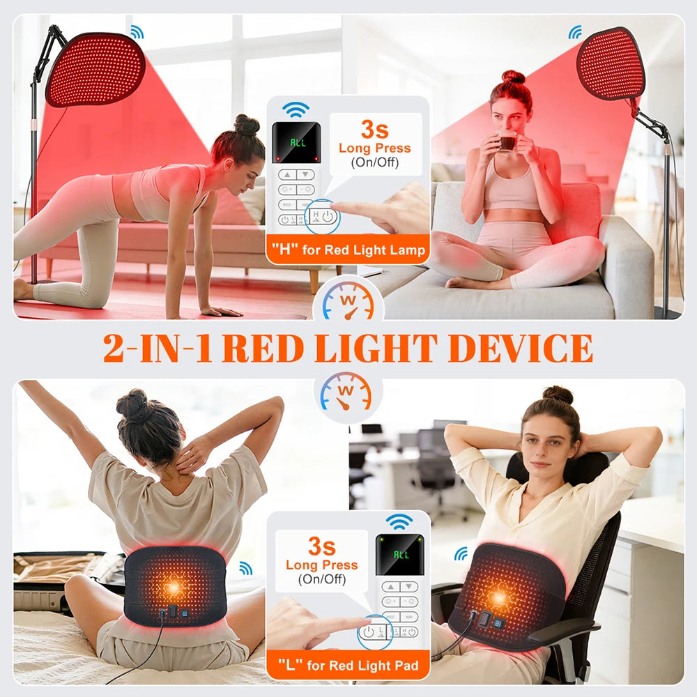 Astarexin Red Light Therapy for Face Body, 2-in-1 Infrared 432 LEDs Light Therapy with 660nm & 850nm Near Redlight Device Large Panel with Remote Stand Timer