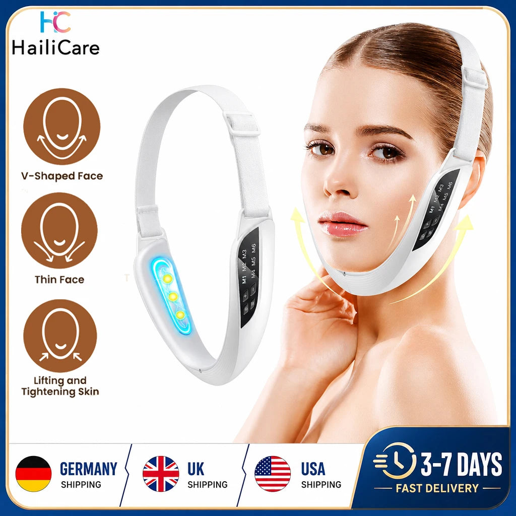 EMS Microcurrent Face Lifting Massager Double Chin Reducer V Line Facial Lift Up Belt Firming Skin Anti Wrinkles Home Use Beauty Devices