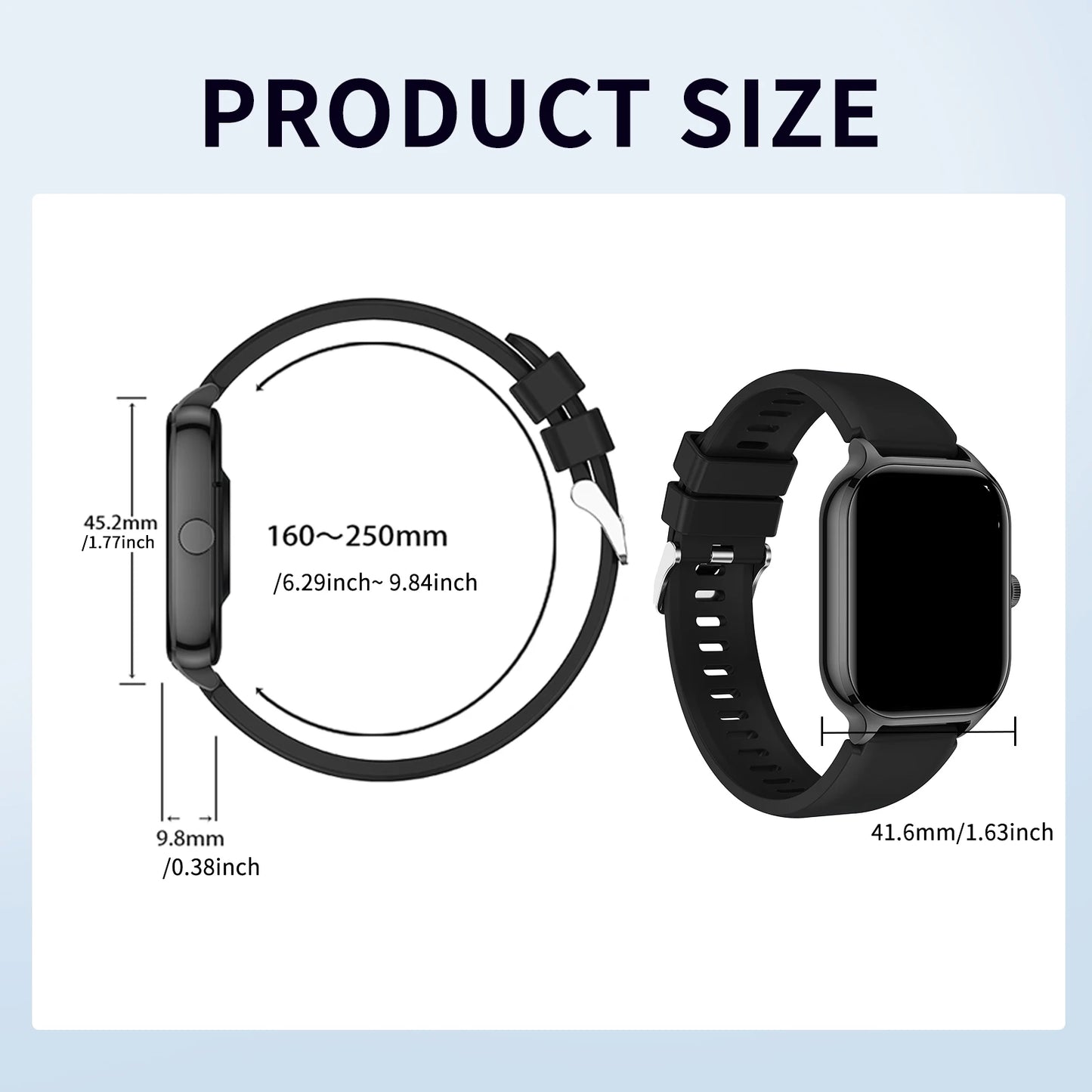 Smart Watch Wireless Calling/Dial Sport Mode Calling Reminder and Rejection Fitness Monitoring for IPhone/Android