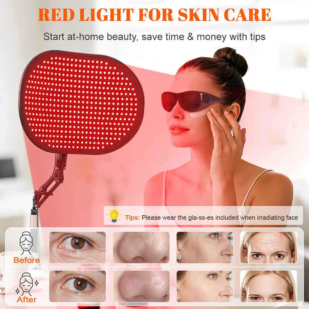 Astarexin Red Light Therapy for Face Body, 2-in-1 Infrared 432 LEDs Light Therapy with 660nm & 850nm Near Redlight Device Large Panel with Remote Stand Timer
