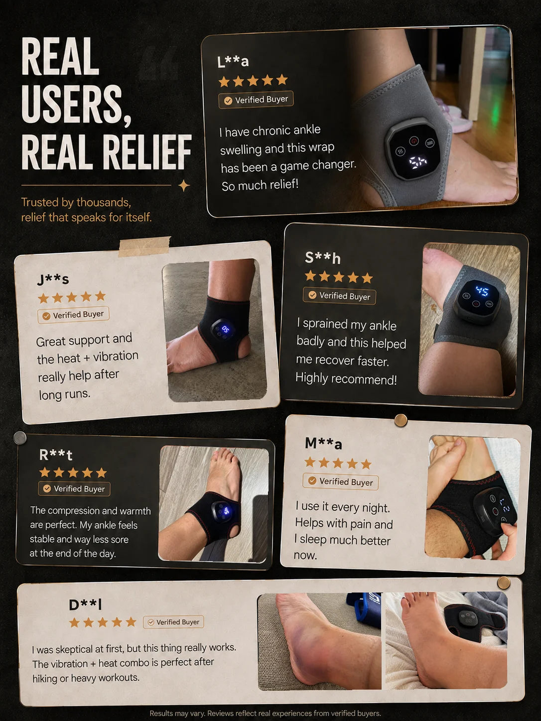 Portable Heated Ankle Massager Foot Brace Wrap, Cordless Vibration Warmer Support for Wrist Ankle Home Travel Use