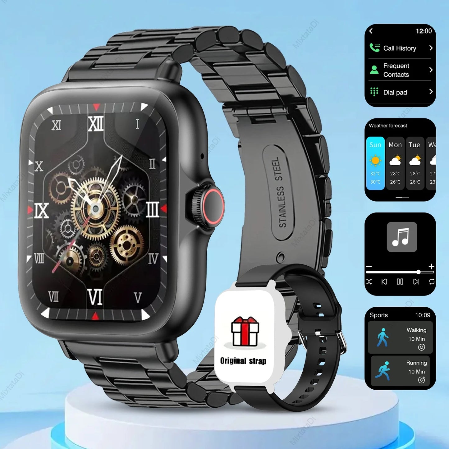 1.83'' Smart Watch with Message Answer Call Sleep Monitoring Sports Pedometer Information Alerts For iPhone Android
