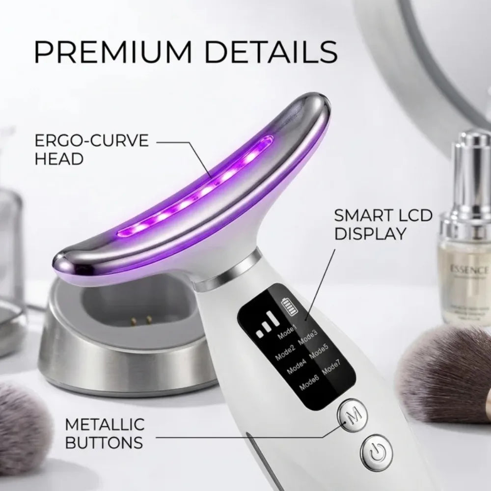 Neck Face Lifting Massager 7 Colors Light LED Photon Therapy Skin Tighten Wrinkle Remove Heating Vibration Massage Beauty Device