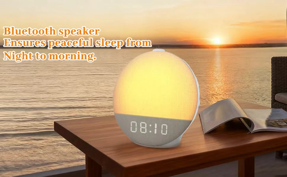 Wake Up Light Alarm Clock Sunrise Simulation Dimmable Night Light White Noise Machine with 30 Soothing Sounds for Heavy Sleeper