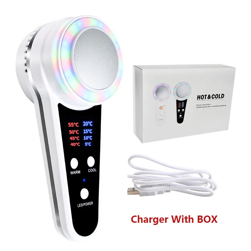Cryotherapy Face Care Device Hot Cold Hammer Blue Photon Acne Treatment Facial Massager Skin Lifting Rejuvenation Beauty Machine