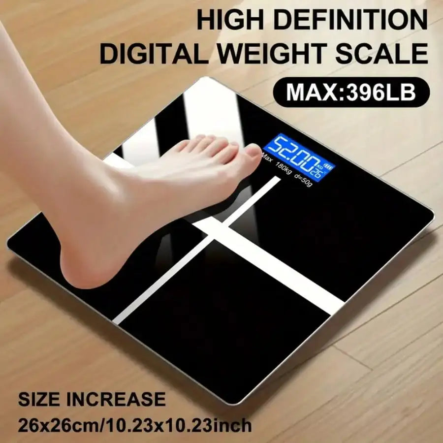 High-Precision Digital Bathroom Scale - 396.8 Lbs/180kg Capacity, Electronic Body Weight Scale With Extra-Wide Platform, Large LCD Display, Battery Powered (Batteries Not Included), Ideal For Home Use, Gym & Bathrooms, Perfec