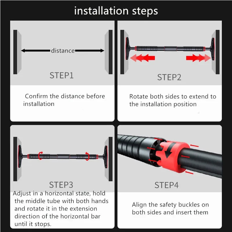 Large Door Horizontal Bar Steel Adjustable Training Bars For Home Sport Workout Pull Up Arm Training Sit Up Bar Fitness Equipm