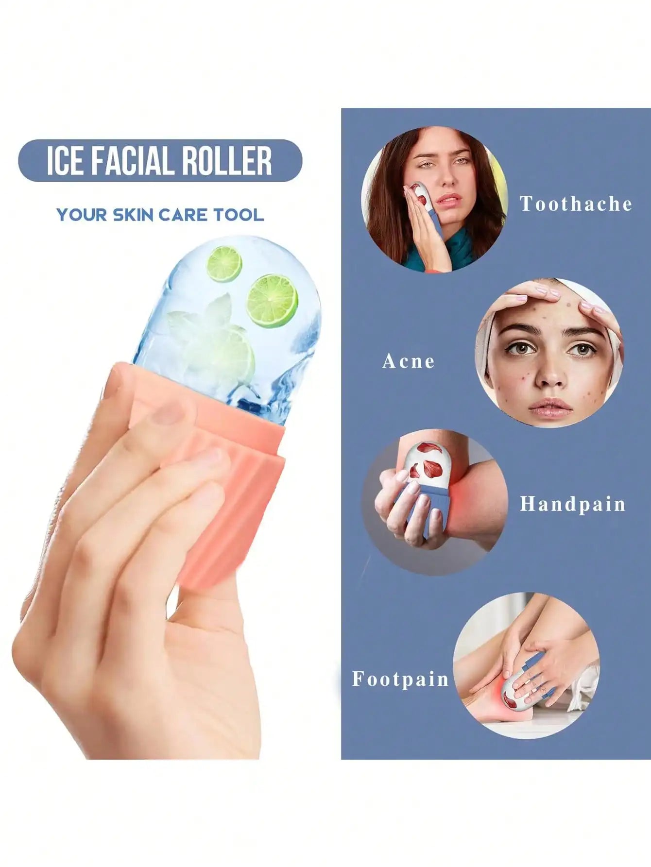 Ice Face Roller Set With 1 Ice Roller, 1 Storage Bag, 1 Gua Sha Board For Glowing Skin, Silicone Ice Face Roller Mold For Face And Eye Puffiness Relief