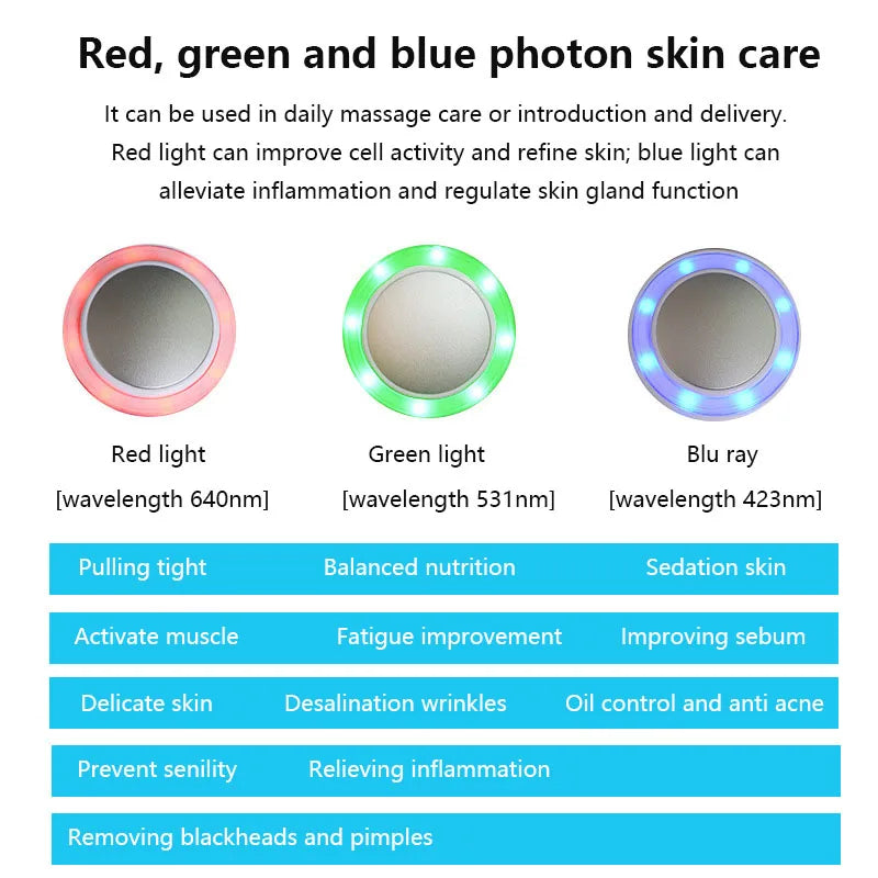 Cryotherapy Face Care Device Hot Cold Hammer Blue Photon Acne Treatment Facial Massager Skin Lifting Rejuvenation Beauty Machine